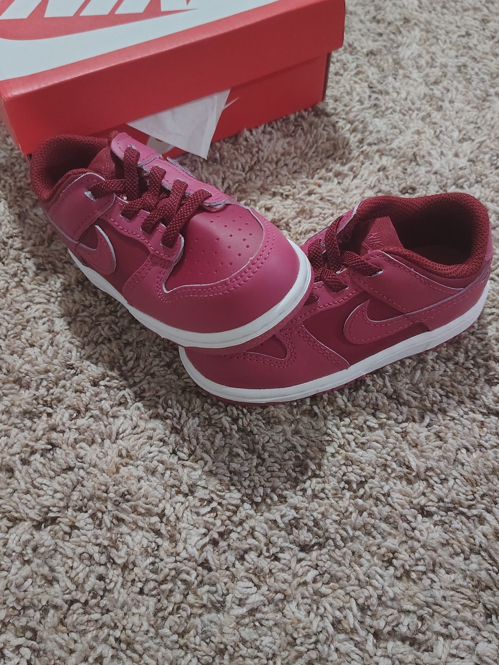 Nike Kids Maroon/Pink Low-Top Sneakers